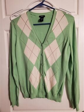 Women's Izod Button Down Argyle Sweater
